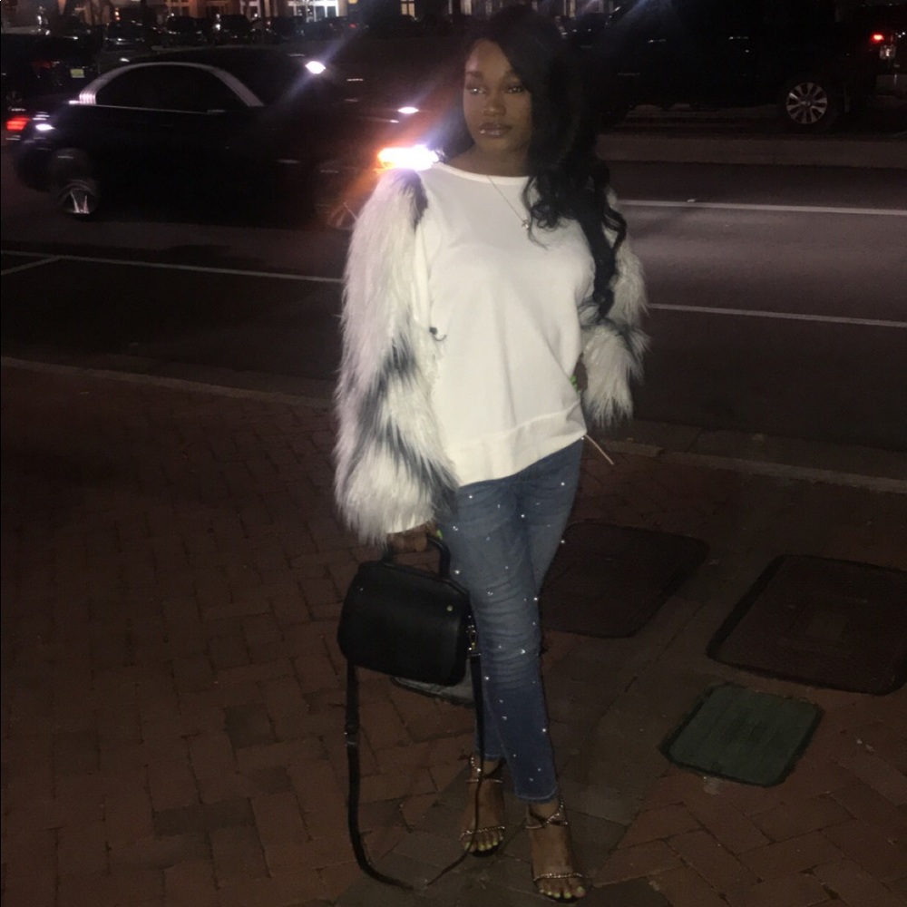 Zara fur sleeve sweater